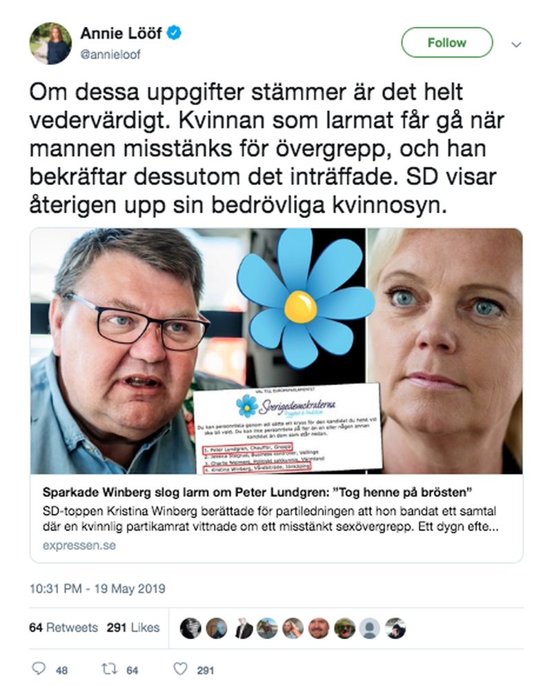 Annie Lööf kritiserar Lundgren Annie Lööf kritiserar Lundgren
